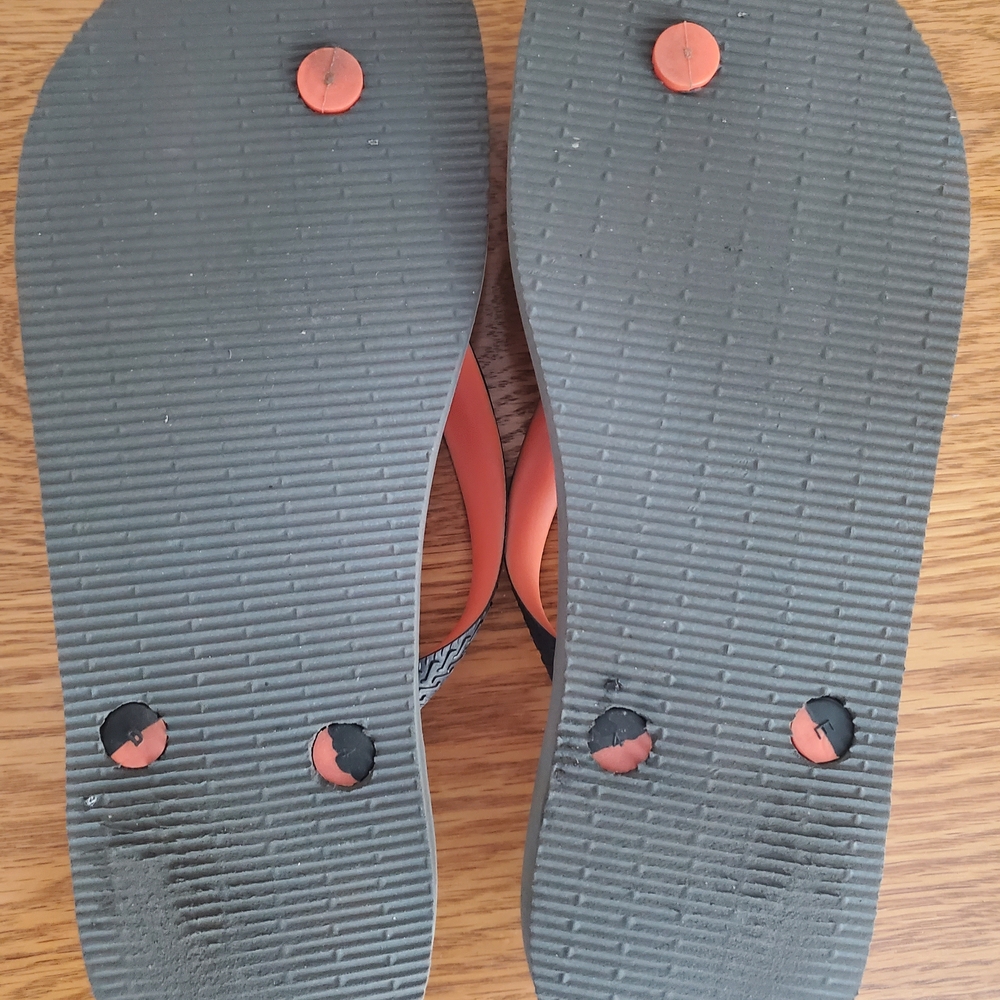 Havaianas Black and Gray Flip Flops with Orange Straps - Picture 3 of 4